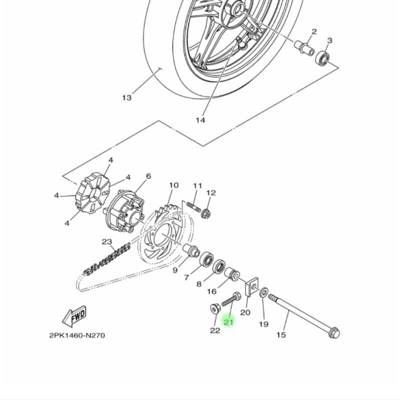 Bolt bolt โซ่ปรับโซ่ล้อ XSR 155 R15 R 15 V2 VVA V3 90101-08006 ของแท้ Yamaha YGP