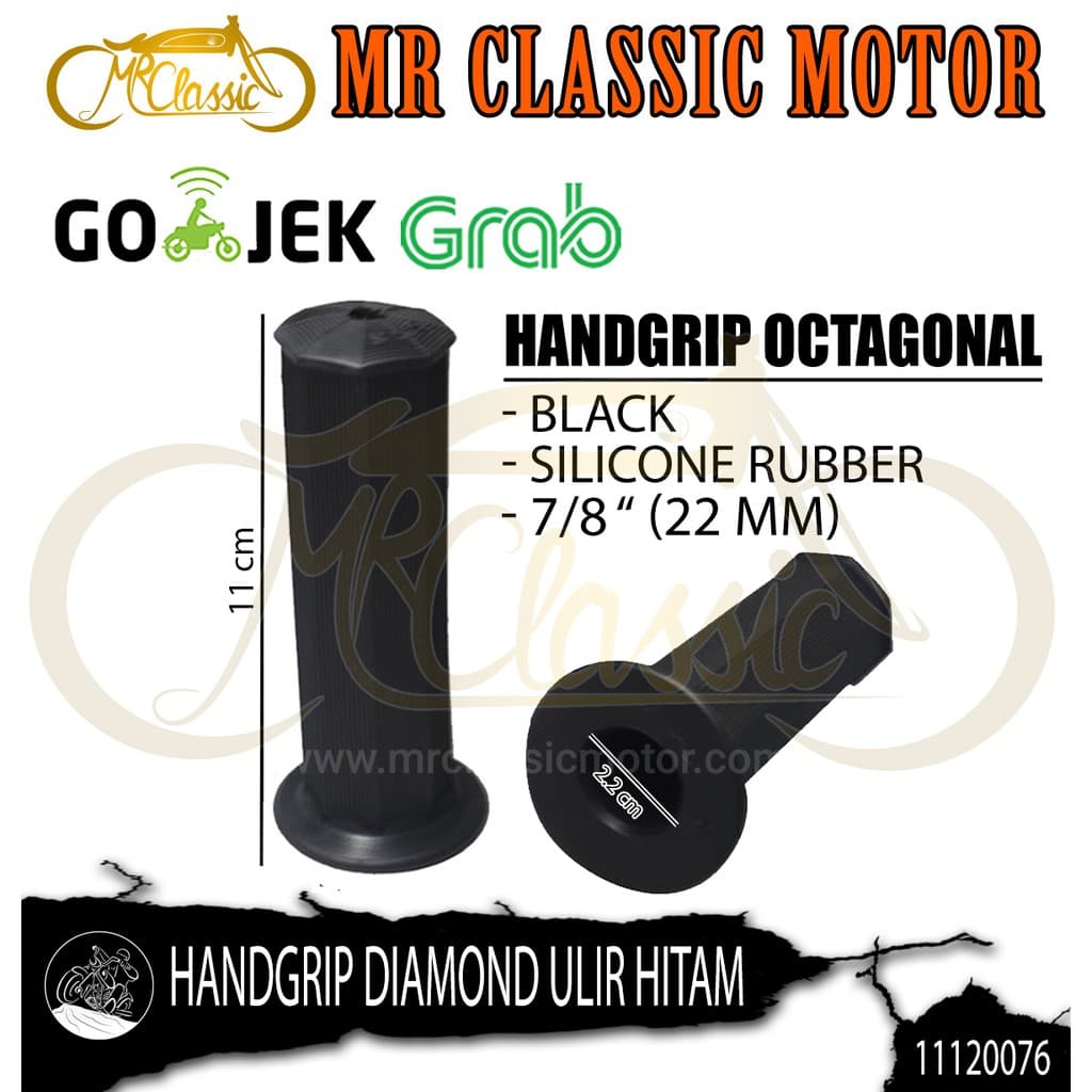 Custom Classic Handgrip ด้ายตรงสีดํา Universal Honda Yamaha XSR 155 Fazzio Fino Grand C70 Japstyle
