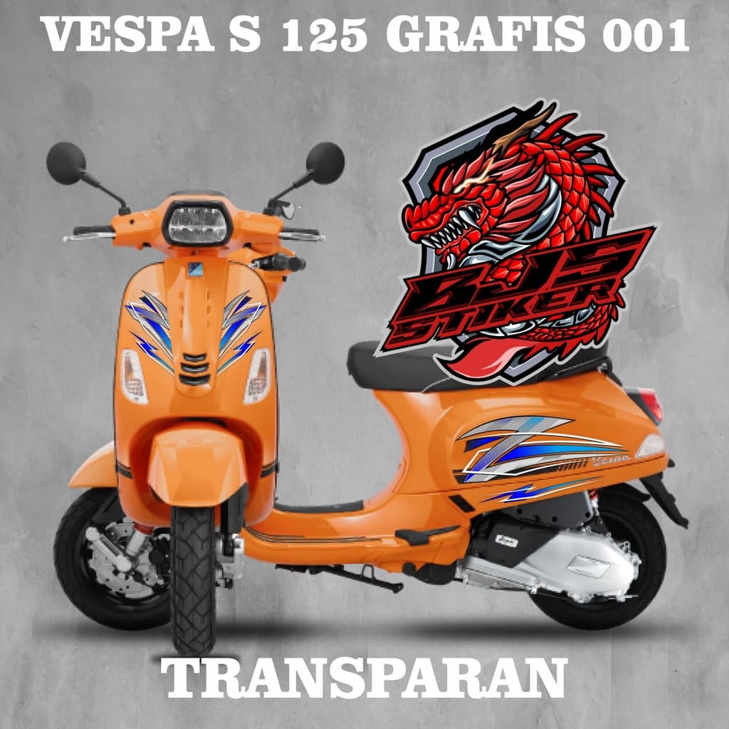 สติ๊กเกอร์ VESPA โปร่งใส สําหรับ Vespa S 125 กราฟิก 001