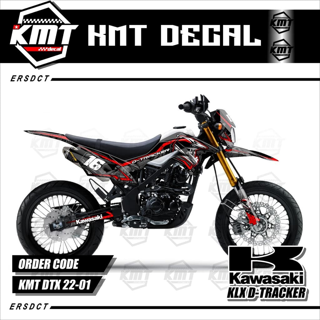 สติ๊กเกอร์รูปลอกมอเตอร์ Cross Supermoto Kawasaki KLX Dtracker 150 New Fullbody - สติ๊กเกอร์รูปลอก Full Body Kawasaki KLX DTX Trail Design KMT 22-01