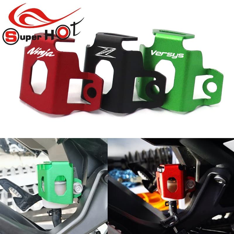 สําหรับ Kawasaki Z900 Z400 Z300 Z250 VERSYS-X300 Z 900 400 300 250 VERSYS300 VERSYS X300 อุปกรณ์เสริมรถจักรยานยนต์ด้านหลังน้ํามันเบรกอ่างเก็บน้ํา Guard Cover Protector