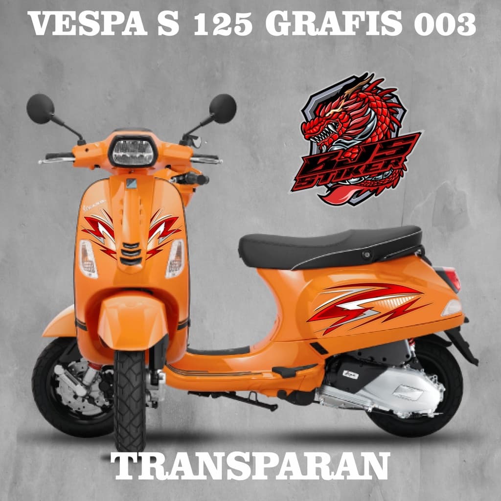 สติ๊กเกอร์ VESPA STRIPING TRANSPARENT ลายกราฟิก 003 สําหรับ Vespa S 125