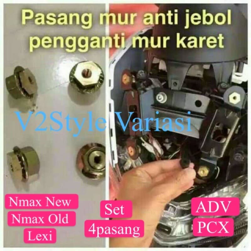 ANTI-BREAK Nut และ BOLT PACKAGE SET 4 Nmax Lexi ADV PCX XMAX AEROX SATRIA FU NINJA R RR VISION BEAT Windshield Well Nut เปลี่ยนยาง Nut JUST INSTALL TIGHTENS THE VISOR NOT SHASHIELD ANTI-BREAK ALL NMAX ใหม่ เก่า