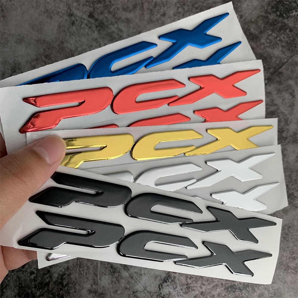สติ๊กเกอร์โลโก้ PCX เรซิ่น 3 มิติ, ชุด 2 ชิ้น, รูปลอกกันน้ำสำหรับตัวรถจักรยานยนต์, เข้ากันได้กับ HONDA PCX150 PCX160 PCX125 PCX  2024  2023 สติ๊กเกอร์  ติด สติกเกอร์  แคร้ง