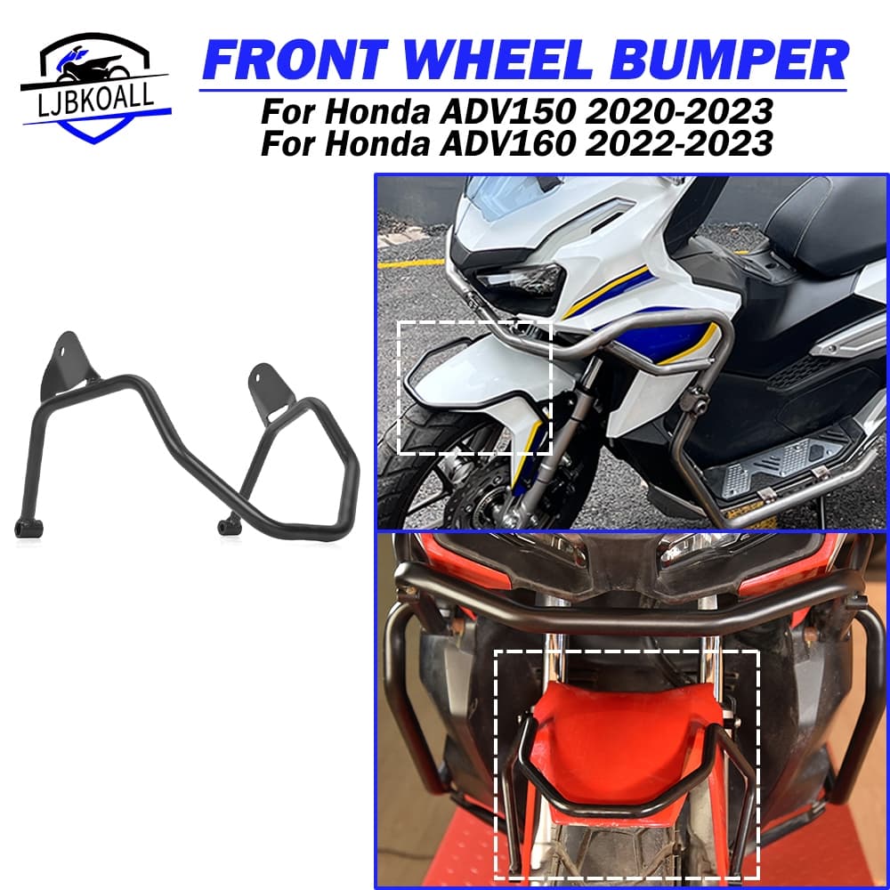 Ljbkkoall ADV160 ADV150 รถจักรยานยนต์ล้อหน้ากันชน Mudguard Fender Guard กรอบสําหรับ Honda ADV 150 160 2020-2026 ADV150 Crash Bar สีดํา