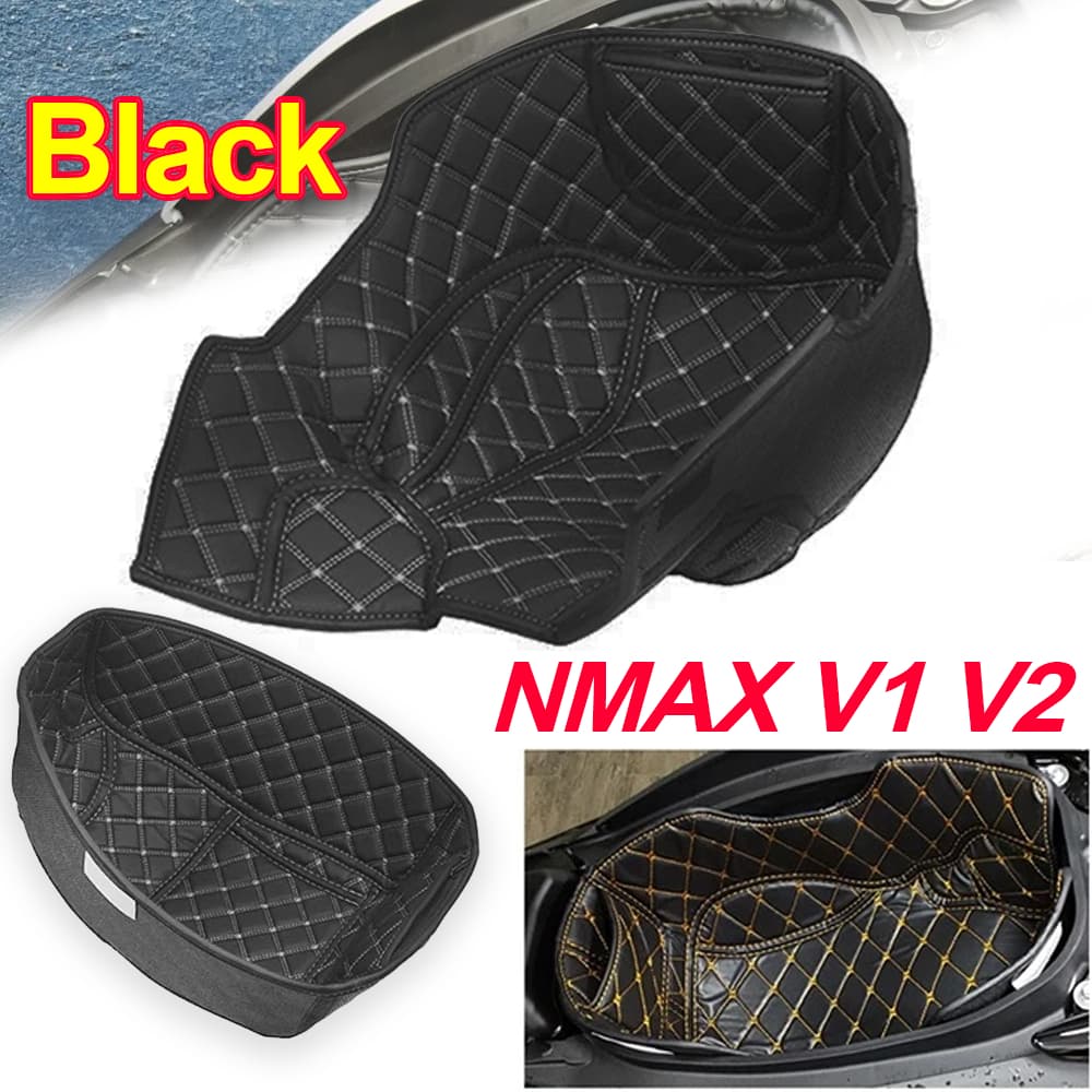 BlackYAMAHA Nmax V2 NMAX V1 NMAX 155 2019-2024 แผ่นรองช่องที่นั่ง U กล่องแผ่นหนัง NMAX155 อุปกรณ์เสริม