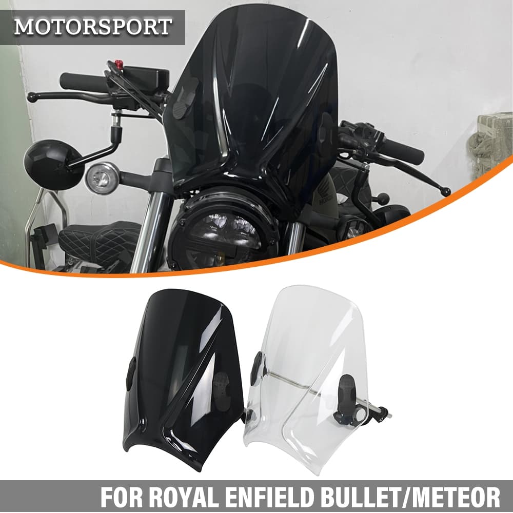 ใช้ได้กับ Royal Enfield Bullet/Meteor/Classic 350 500 Interceptor 650 Continental GT 535 กระจกหน้ารถรถจักรยานยนต์ Universal Windshield Universal Bracket