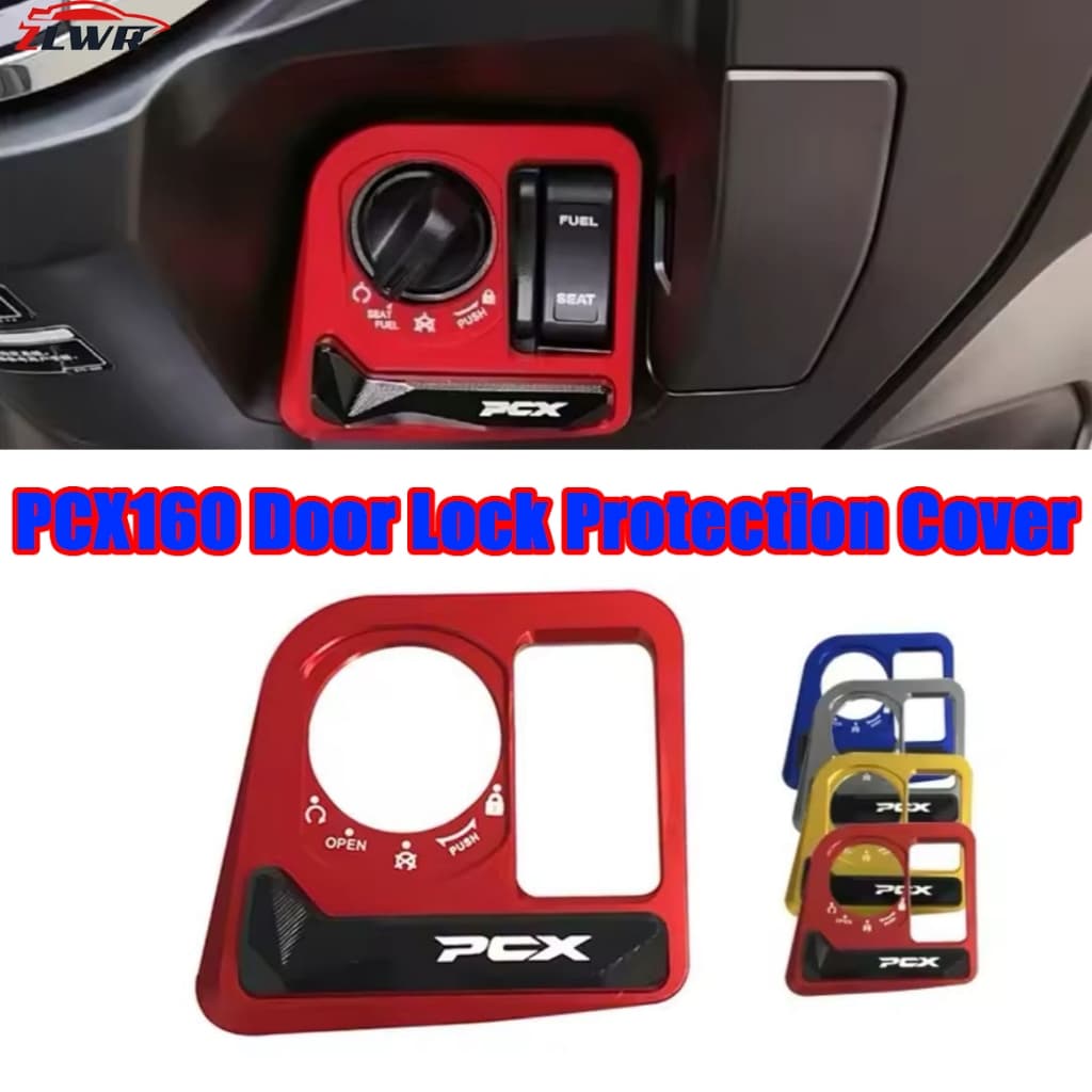 ZLWR HONDA PCX160/150/125 ดัดแปลงล็อคประตูไฟฟ้าดัดแปลงฝาครอบคีย์สวิตช์คลิปบอร์ดล็อคประตูไฟฟ้าตกแต่งฝาครอบสแตนเลสกันน้ำมอเตอร์ไซค์ป้องกันการสึกหรอ