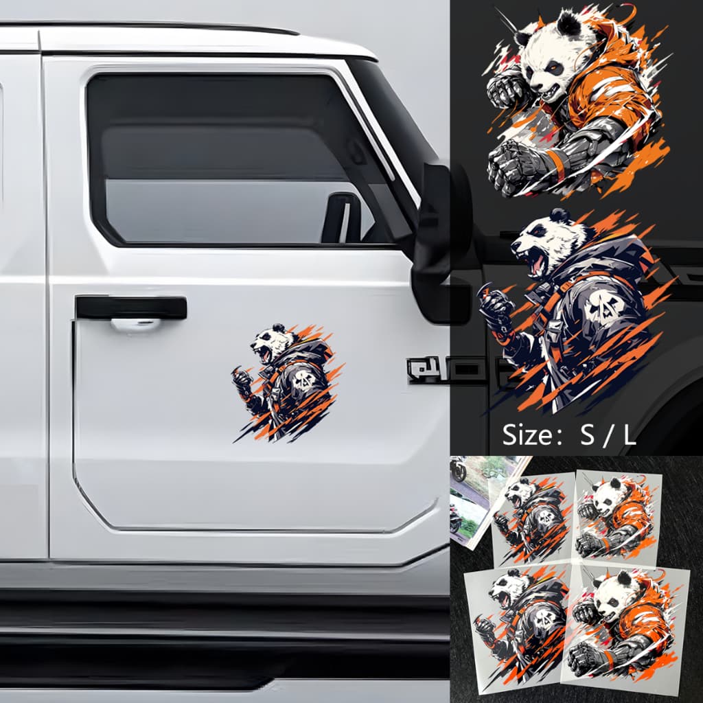 การ์ตูน Graffiti Warrior Panda สติกเกอร์สะท้อนแสงสําหรับ Motocycle หมวกกันน็อคสเก็ตบอร์ดกันน้ําตกแต่ง Decal Yamaha NMAX XMAX TMAX MT-03 MT-07 MT-09 Mio Fino NMAX XMAX Aerox Exci