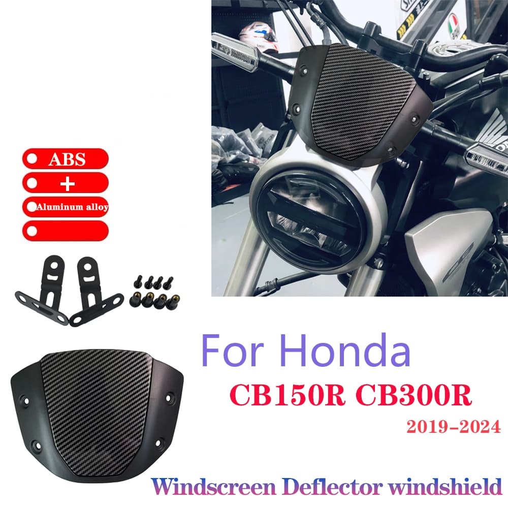 คาร์บอนไฟเบอร์กระจก cb300r สําหรับ HONDA CB300R CB150R 2019-2024 รถจักรยานยนต์ windscreen Deflector Extention Kit กระจกบังลม
