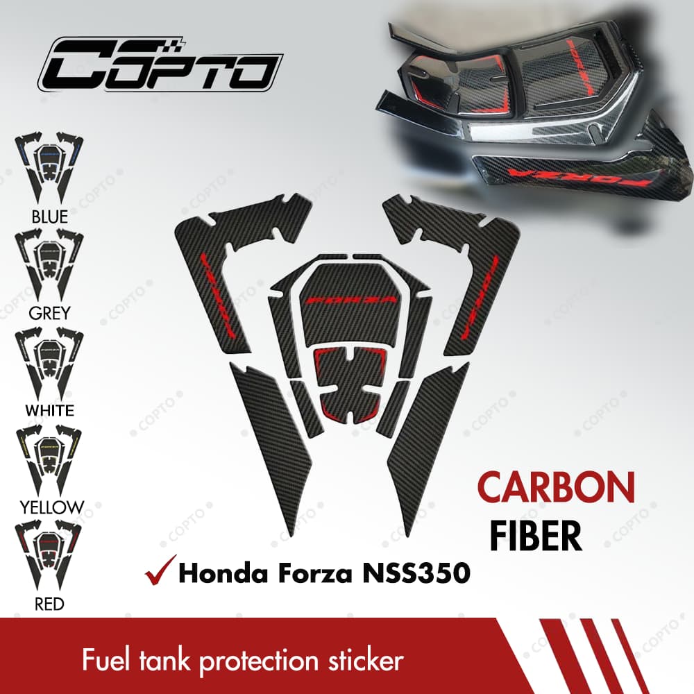 สติ๊กเกอร์กันรอยถังคาร์บอนไฟเบอร์ Honda Forza350 5D - กันรอยขีดข่วน แบบมีกาวในตัว ดีไซน์หลายสี สําหรับ Honda Forza NSS350,Honda NSS350,สติ๊กเกอร์มอเตอร์ไซค์