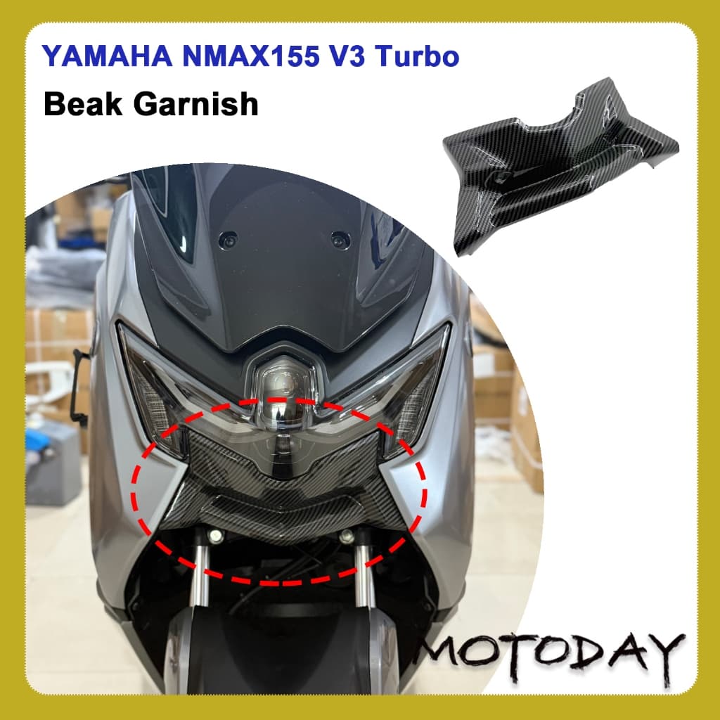 สําหรับ YAMAHA NMAX155 TURBO/V3 Neo/2021-2025 ABS ฝาครอบด้านหน้า NMAX155 Beak Garnish คาร์บอนไฟเบอร์ดู, Direct Bolt-On Universal TechMAX และทุกรุ่น nmax v3 2025