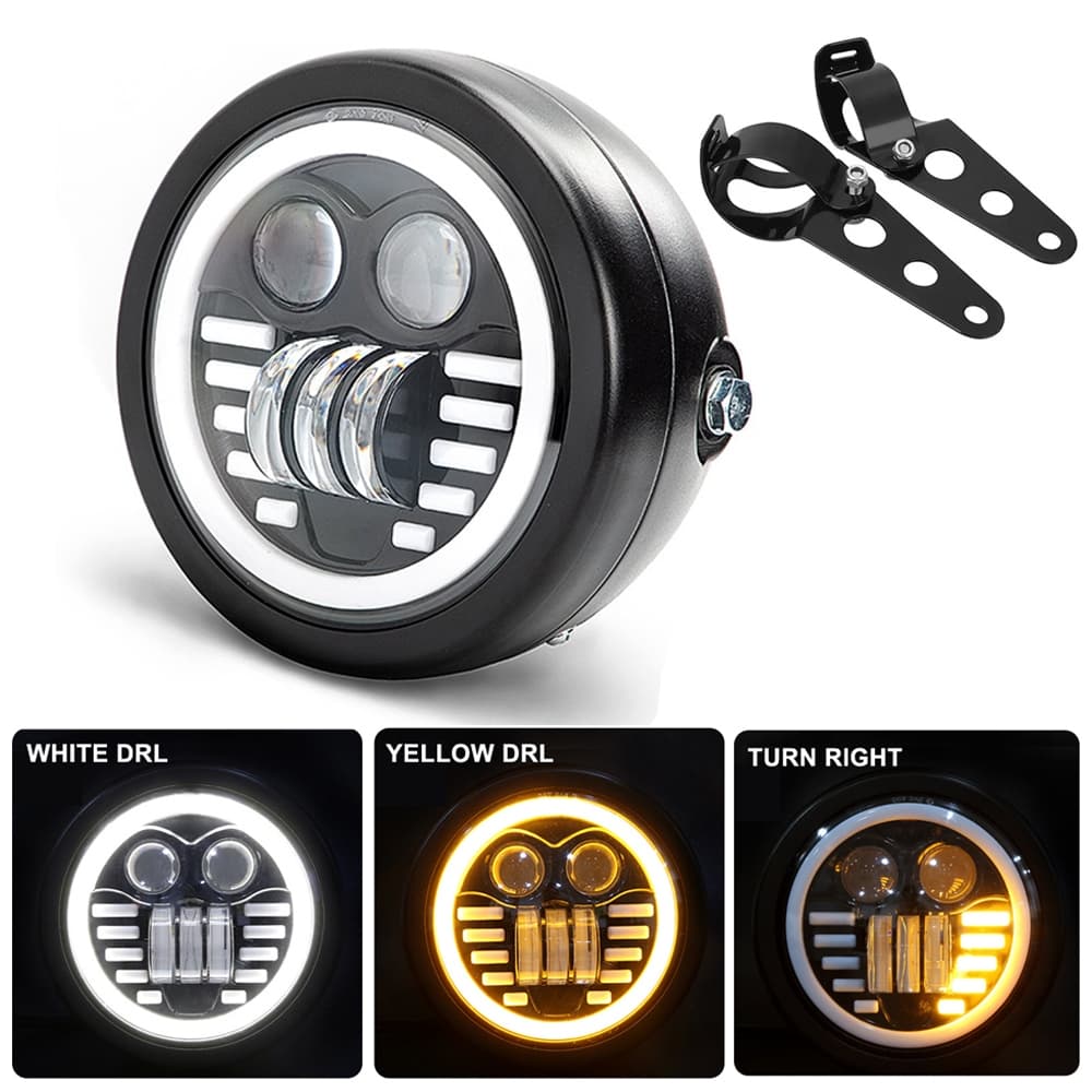 6.5 นิ้ว LED ไฟหน้ารถจักรยานยนต์ DRL สําหรับ Keeyway Superlight 125 150 Royal Enfield Interceptor 650 Triumph Trident 660