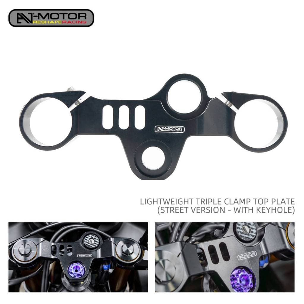 AJ-MOTOR รถจักรยานยนต์แข่งน้ําหนักเบา Triple Clamp แผ่นด้านบนพร้อมรูกุญแจสําหรับ Yamaha YZF-R3 2019-2025 YZF-R25 2020-2024 R3 R25