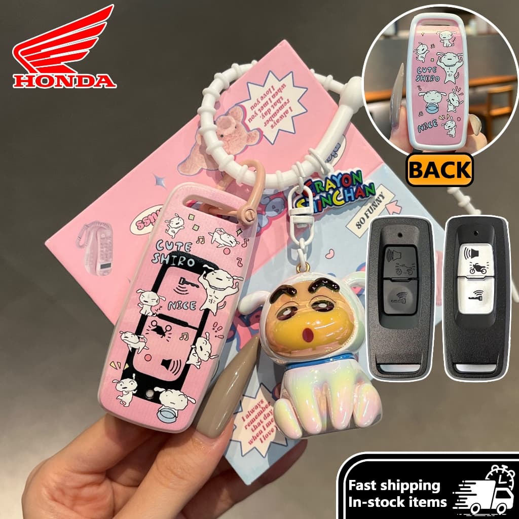 OFF CURVE Shin-chan Honda pcx160/giorno/forza 350/คลิก 160 พวงกุญแจรถจักรยานยนต์ Honda ปลอกกุญแจรถมอเตอร์ ปลอกกุญแจ Diy ซองมอเตอร์ไซค์