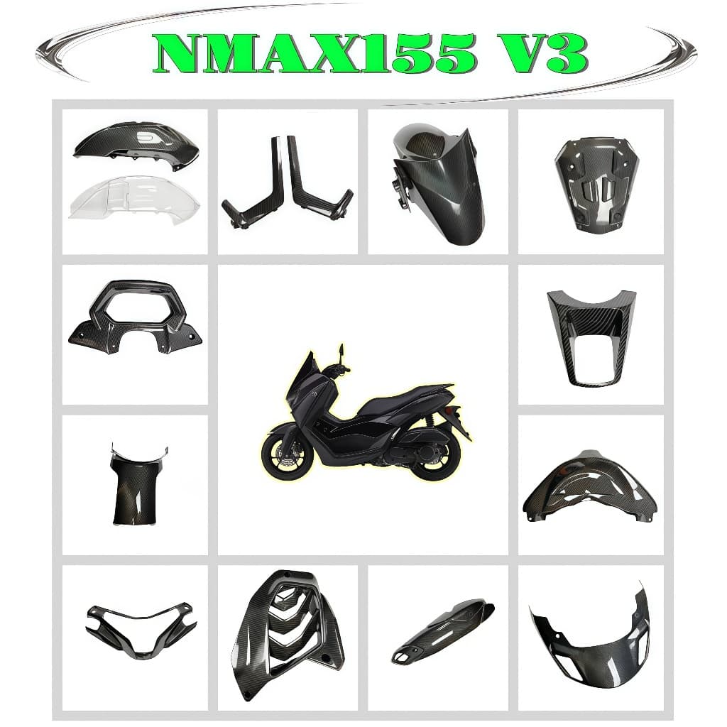 Yamaha NMAX155 V3 ฝาครอบ LAMPU DEPAN มอเตอร์ NMAX155 V3 คาร์บอนฝาครอบ LIST LAMPU DEPAN NMAX155 V3 MUFFLER/FRONT FENDER/RADIATOR/MATING/AIR FILTER/ฝาครอบไฟ