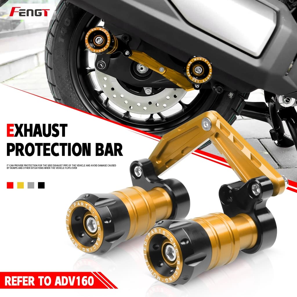 สําหรับ HONDA ADV160 ADV 150 2019-2026 ADV 160 ADV150 ดัดแปลงท่อไอเสีย Anti-Fall Slider ย้อนกลับป้องกัน Ball ไอเสีย Anti-Collision