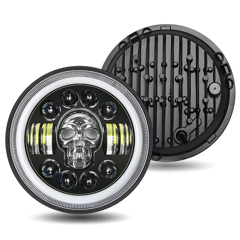 7 นิ้วไฟหน้ารถจักรยานยนต์ไฟ LED Halo DRL โคมไฟสําหรับ Royal Enfield Himalayan 400 411 650 350 Cafe Racer 7 "ไฟหน้า Moto.