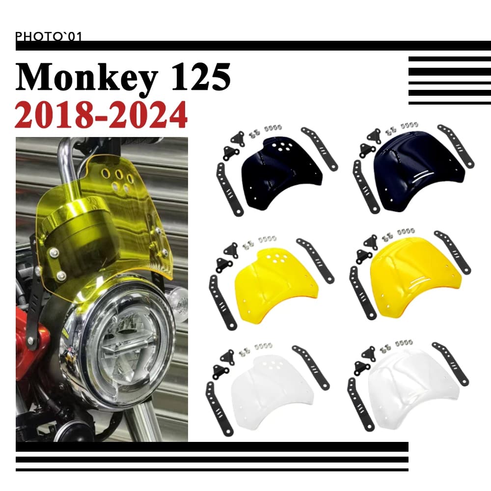 PSLER ชิวหน้า บังลม กระจกหน้ารถ กระจกกันลม สําหรับ Honda Monkey 125 Monkey125 2018-2024