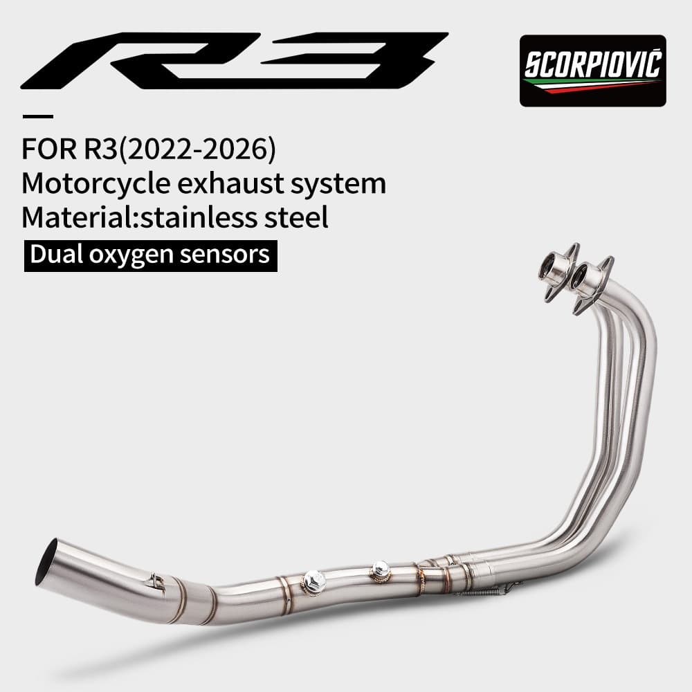 R3 R25 MT03 ท่อไอเสียท่อไอเสียรถจักรยานยนต์ท่อด้านหน้าชุดสําหรับ Yamaha YZF R3 R25 MT 03 2021-2026
