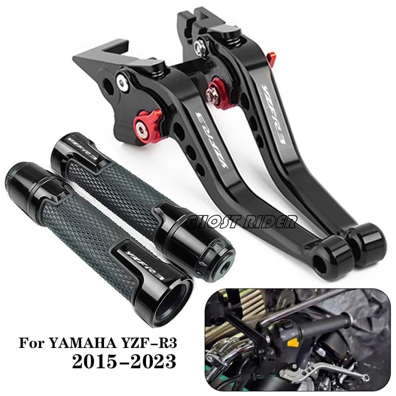 สําหรับ YAMAHA YZF-R3 R3 V1 V2 2015-2026 ดัดแปลง CNC อลูมิเนียม 6-stage ปรับก้านเบรคคลัทช์คันโยกพร้อมแฮนด์ + คันโยกปกป้องชุด YZF R3 YZFR3 อุปกรณ์เสริม