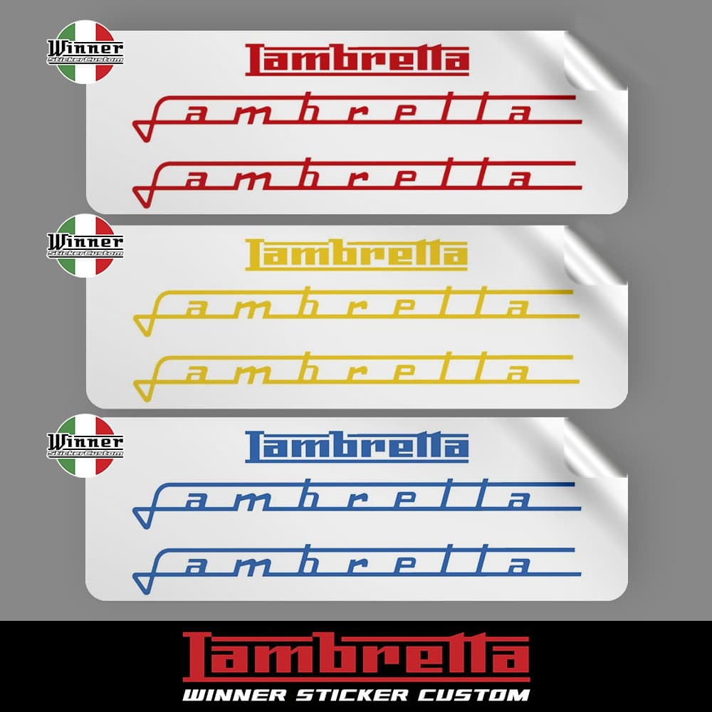 สติ๊กเกอร์ไดคัท Logo Vintage ฝาข้าง/แคร้ง Lambretta 3M V200