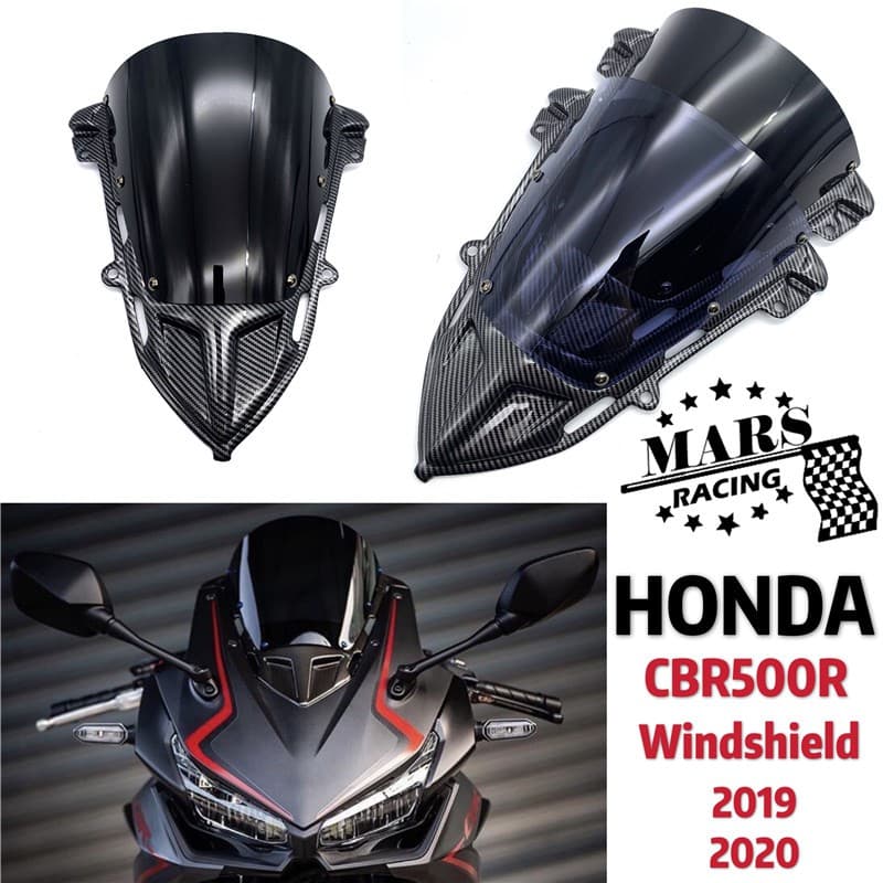 รถจักรยานยนต์กีฬา Racing Double Bubble Windshield WindScreen Deflector สำหรับ HONDA CBR500R CBR500 R 2019 2020 CBR500-R '19 -'2020 honda cbr500r cbr 500r 19-20