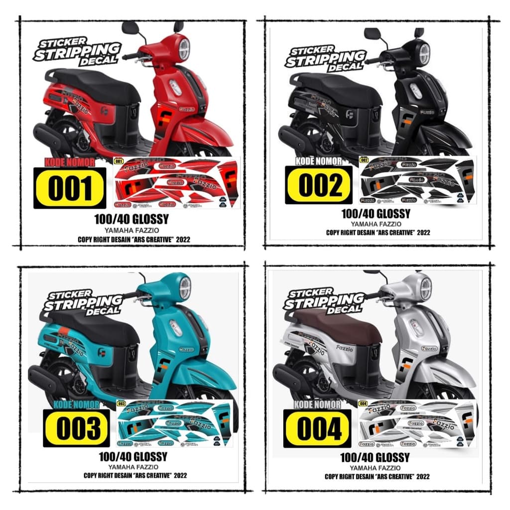 Yamaha FAZZIO Varias ARS01 GLOSSY Striping Decal Sticker All Ready