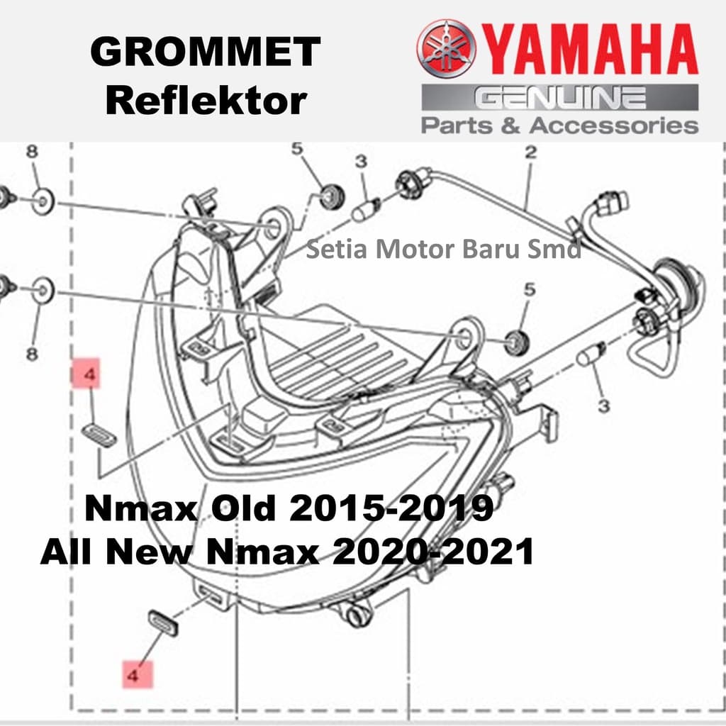 ยาง Grommet Mount Reflector Tie Chin N Max Nmax Old All New Nmax 2020 ของแท้ Yamaha