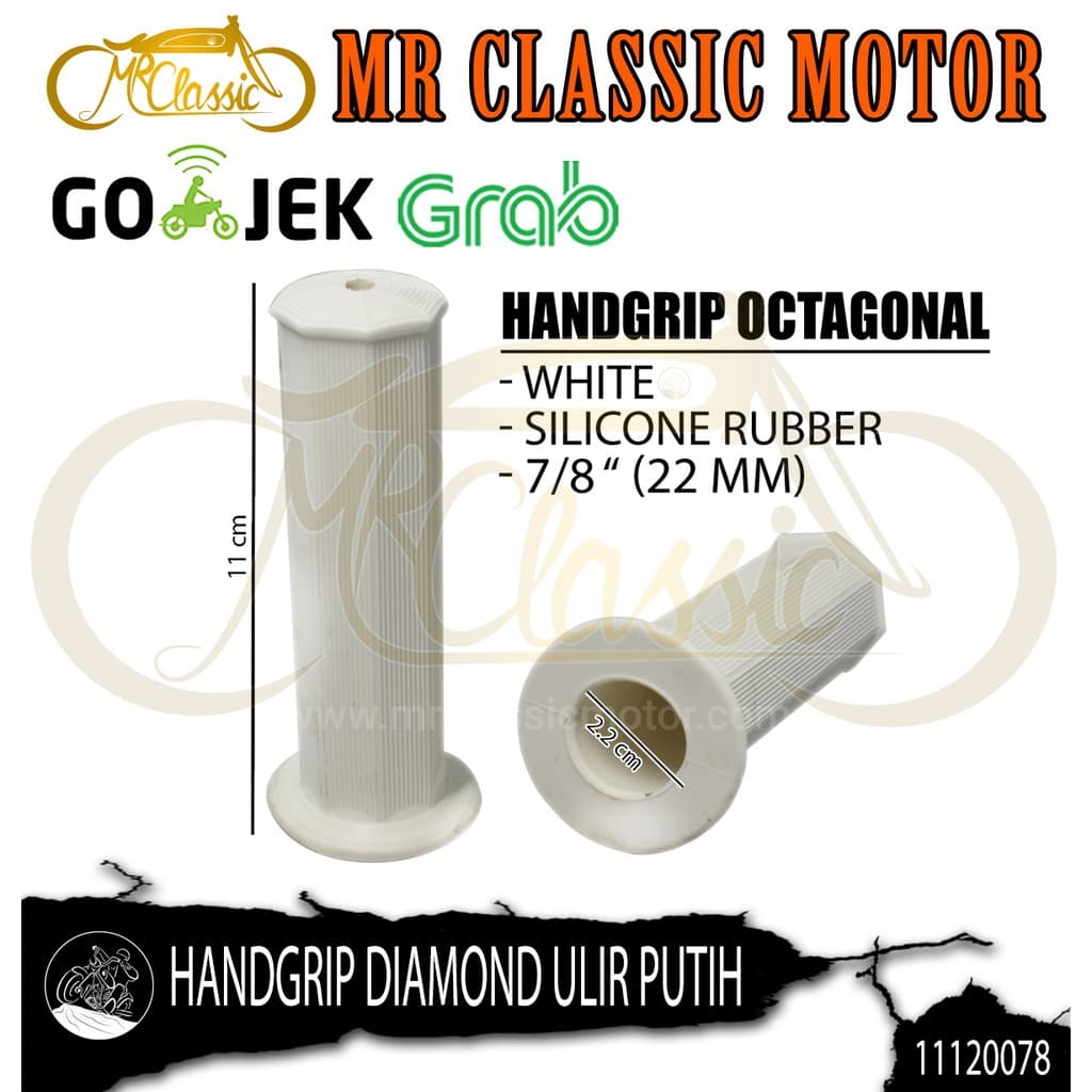 ปลอกแฮนด์ Custom Classic ด้ายตรงสีขาวหกเหลี่ยม Universal Honda Yamaha XSR 155 Fazzio Fino Grand C70 Japstyle
