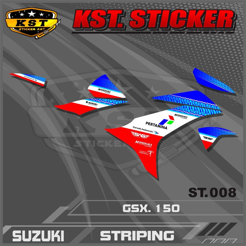 Suzuki Gsx 150 Striping - Suzuki Gsx 150 Racing Design Striping Sticker. ST 008