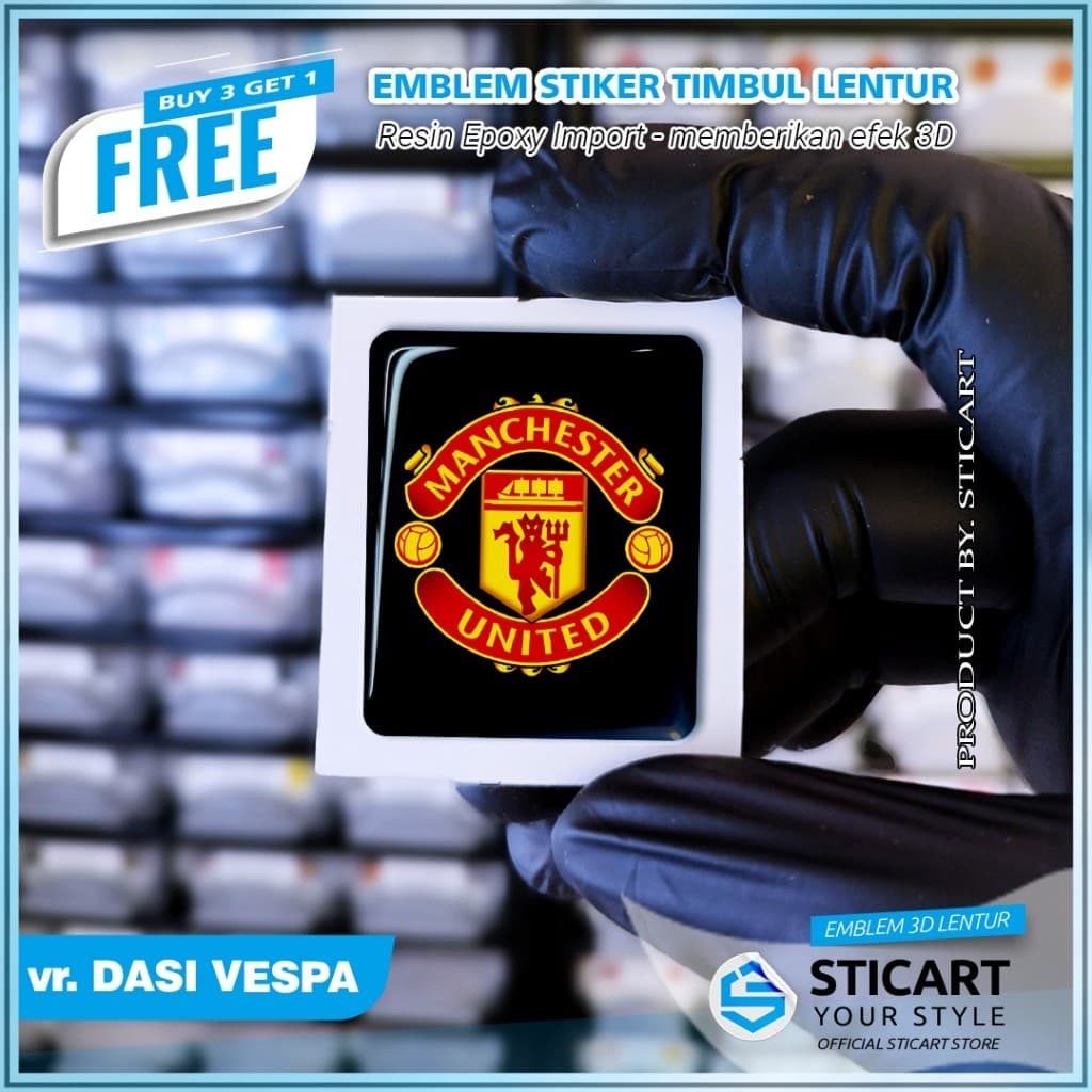 MANCHESTER UNITED EMBLEM RAISED สติ๊กเกอร์มอเตอร์ไซค์ VESPA TIE 3D Vespa LX/S/Sprint/Primavera/GTS