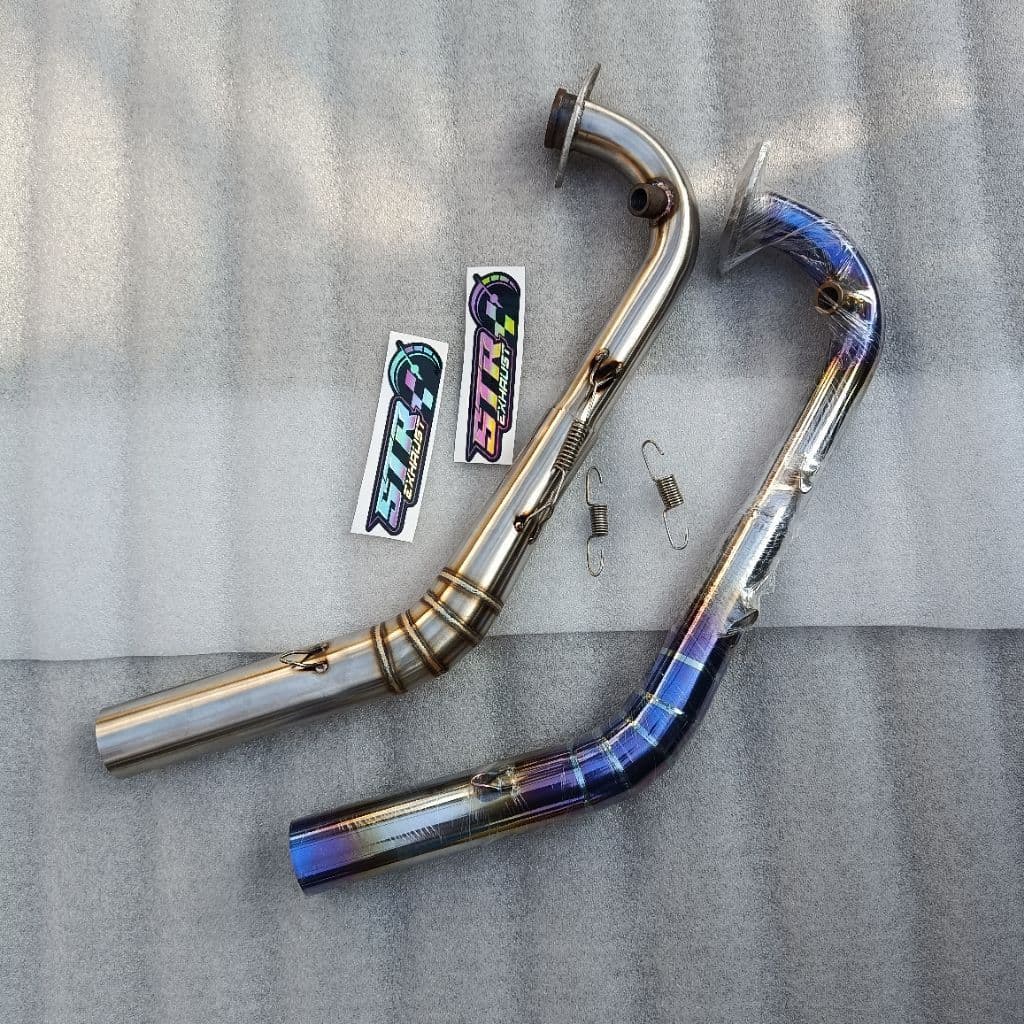 คอท่อไอเสียมอเตอร์ไซค์ Pcx 160, Adv 150, Vario 160, Stylo 160, Stainless Steel STR Exhaust Racing Motor.