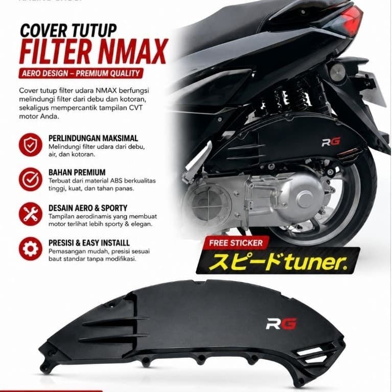 NMAX ใหม่ NMAX NEO S ใหม่ NMAX TURBO NMAX 155 เชื่อมต่อใหม่ฝาครอบกรองอากาศฝาครอบกล่องกรองอากาศรถจักรยานยนต์ PROTECTOR ด้านข้างกล่องรถจักรยานยนต์ฝาครอบกรองอากาศ SLIM VELOSCOPE รุ่น THICK ABS