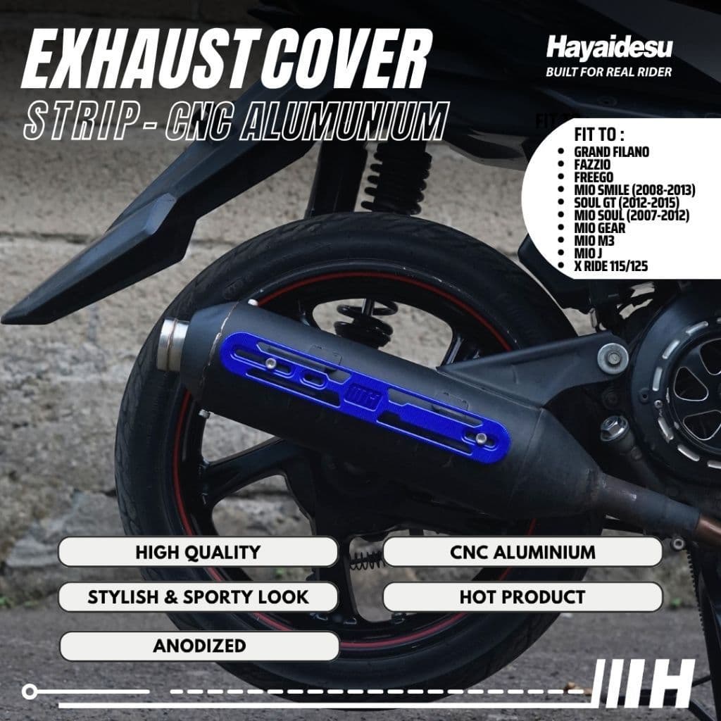 ฝาครอบท่อไอเสีย Hayidesu อลูมิเนียม CNC YAMAHA Mio Smile, Grand Filano, Fazzio, Xride (115/125), Mio GT, Mio Soul, Mio M3, Mio Gear, Freego, Mio J - ฝาครอบท่อไอเสีย