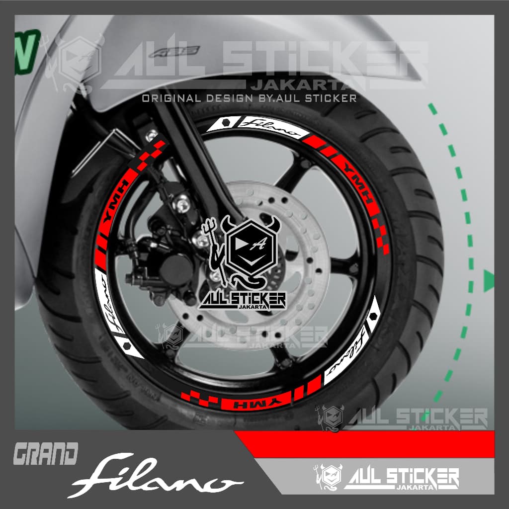 YAMAHA NEW GRAND FILANO FRONT REAR RIM STICKER (kc.033)