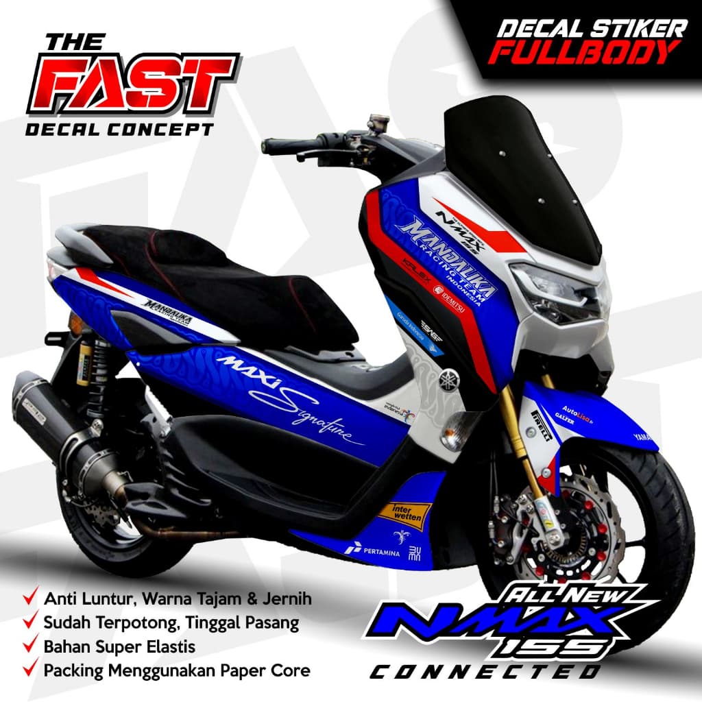 ใหม่ล่าสุดสติ๊กเกอร์รูปลอก Yamaha Nmax 155 ใหม่ Fullbody Mandalika Decal สติ๊กเกอร์ nmax ใหม่ / สติ๊กเกอร์ nmax ดีไซน์เต็มตัว Mandalika Decal Nmax 155 ใหม่เชื่อมต่อ Full Body Sticker Yamaha Motor Modification Variation Accessories Decal Nmax Mandalika