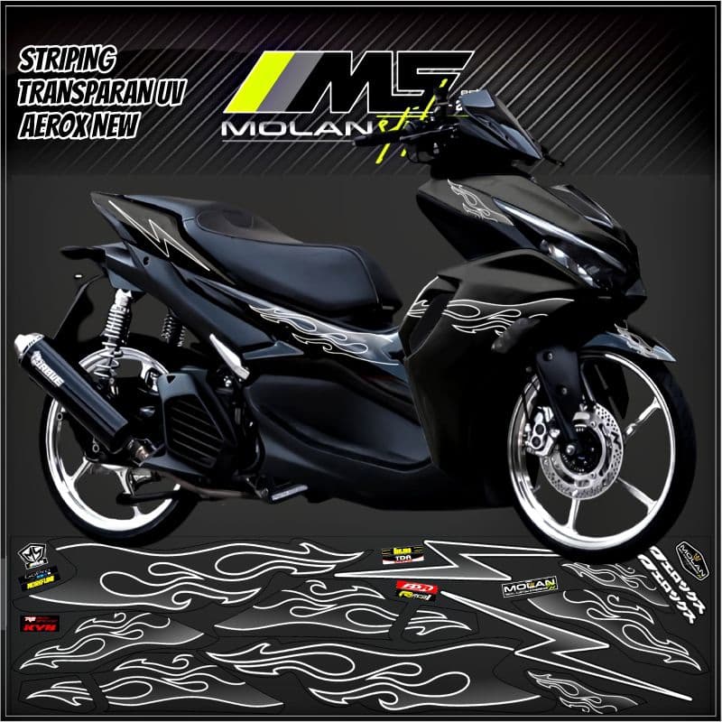Decal สติกเกอร์ Striping Variation โปร่งใส Uv Aerox ใหม่ Api ใหม่ Aerox 155 เชื่อมต่อ Api NVX 155 Yamaha Aerox 155 Vva Abs Aerox เก่า Api Decal โปร่งใส Aerox ใหม่ Stricker Lis โปร่งใส Aerox ใหม่เปลวไฟสีเทา สีเทาใส