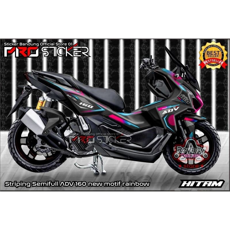 ADV 160 กึ่งเต็ม Striping ด้วยโมติฟสีรุ้งสุดเท่ โมติฟไวรัสล่าสุด, สติ๊กเกอร์วาริชั่น ADV 160 รูปลอก