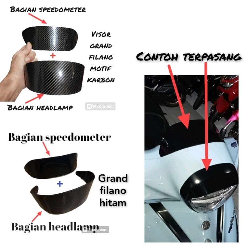 Yamaha Grand Filano thailand รุ่น Light Hat + อุปกรณ์เสริมหมวก Speedometer วัสดุอะคริลิค 2 มม. แถมเทปคู่ 3M