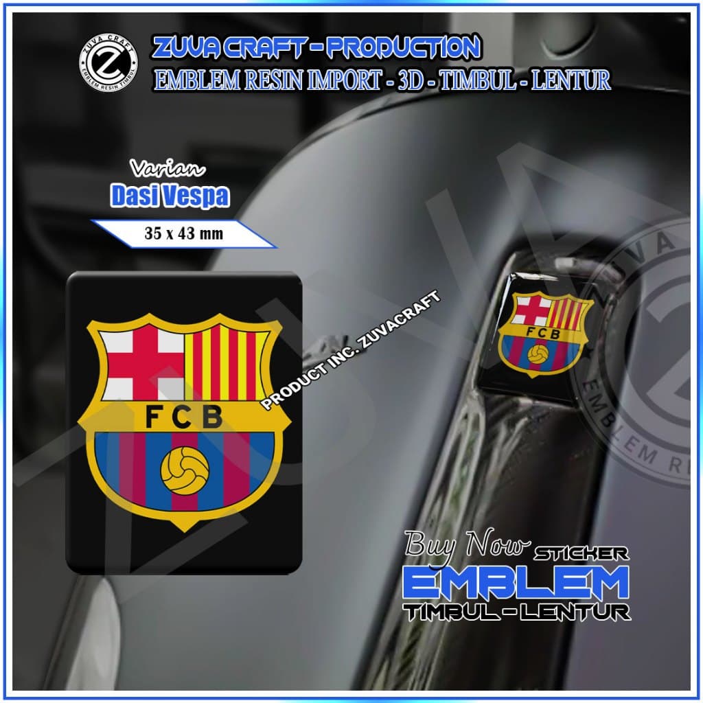 VESPA EMBLEM สติ๊กเกอร์ FC BARCELONA โลโก้ RAISED EMBLEM VESPA สติ๊กเกอร์ VESPA TIE VESPA FLEXIBLE RESIN Vespa LX/S/S/Sprint/Primavera/GTS