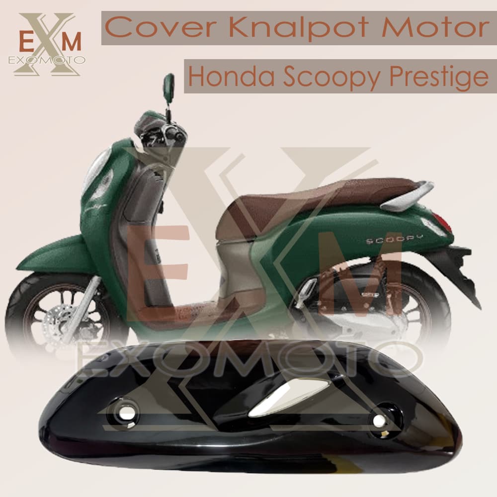 Honda Scoopy Prestige Exhaust Cover 2021 Scoopy Exhaust Cover k2f Scoopy New Exhaust Shield | ฝาครอบท่อไอเสีย Scoopy FI สีดํา Shatterproof Scoopy FI ท่อไอเสีย