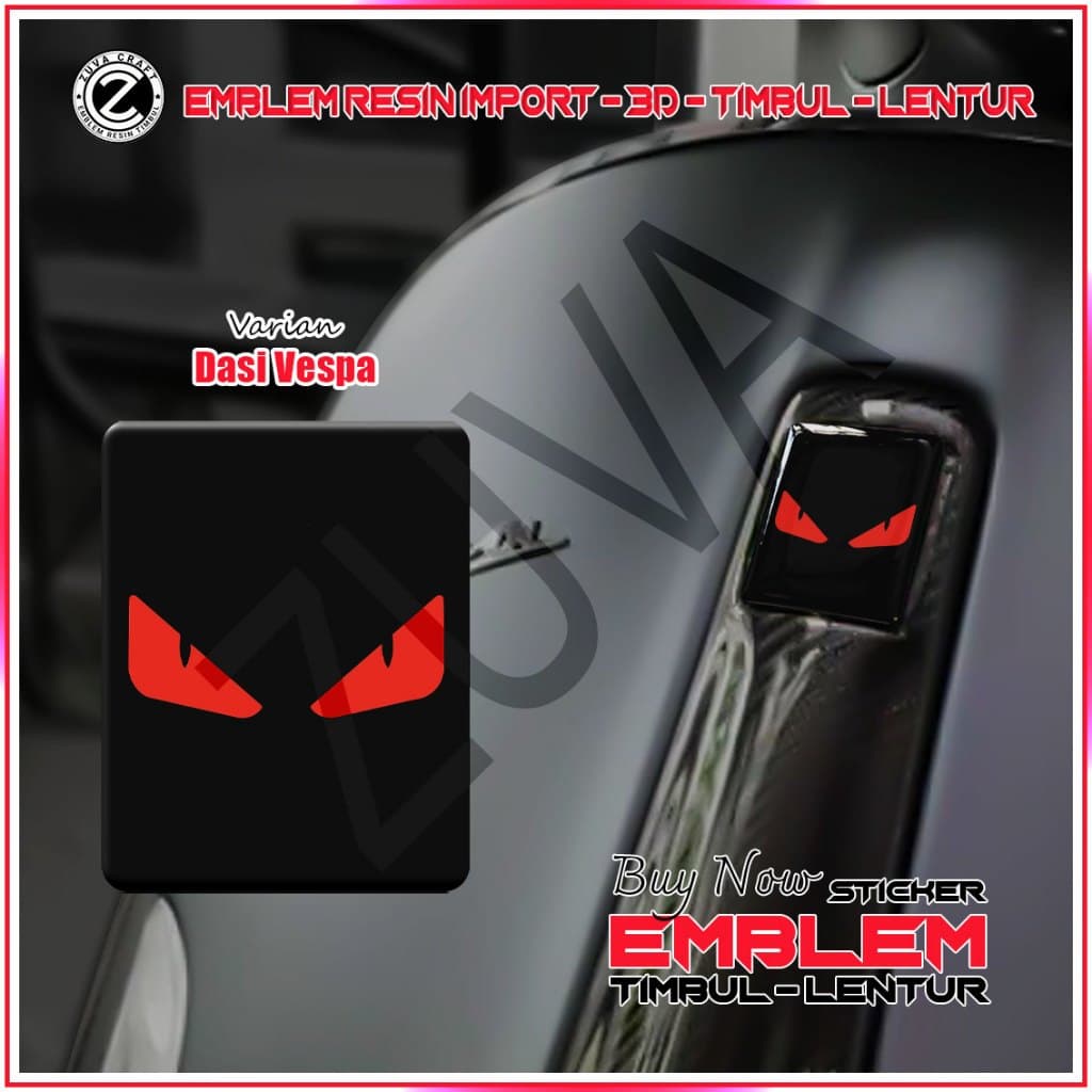 MATA MERAH VESPA EMBLEM สติกเกอร์ FENDI MONSTER โลโก้ RED EYES RAISED EMBLEM VESPA สติ๊กเกอร์ VESPA TIE FLEXIBLE RESIN LX/S/Sprint/Primavera/GTS