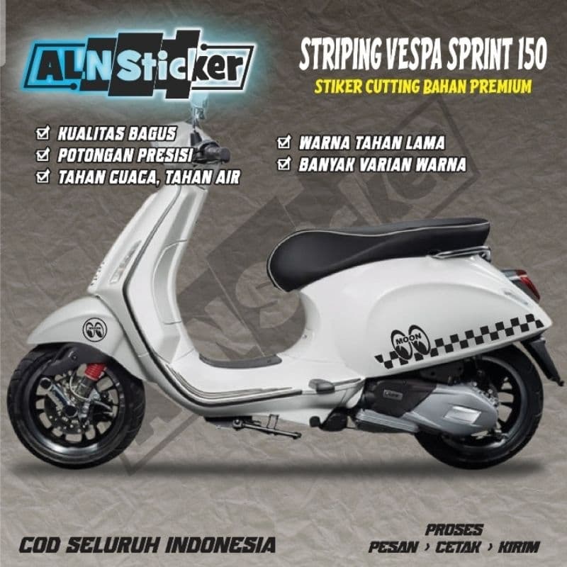 สติ๊กเกอร์ลายตารางหมากรุก Cuttimg mooneyes สําหรับ Vespa Sprint 150 / Mooneyes Vespa Sprint 150 แถบ
