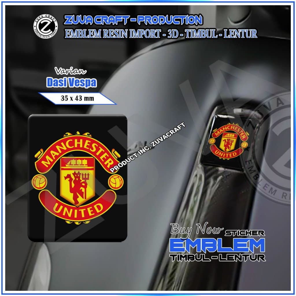 สติ๊กเกอร์โลโก้ MU MANCHESTER UNITED RAISED EMBLEM สําหรับ Vespa LX/S/Sprint/Primavera/GTS สติ๊กเกอร์ VESPA TIE VESPA FLEXIBLE RESIN