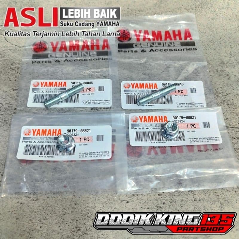ถั่ว + BOLT สําหรับ EXHAUST RX KING RXK RXS RXR YT RXZ VIXION BYSON R15 XABRE ORIGINAL YAMAHA | 90179-08821 90116-08846