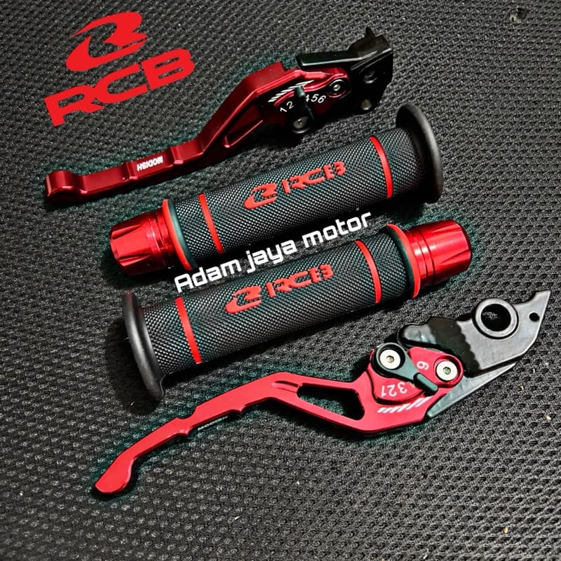 RCB Original Handgrip HG55 + CNC Handlebar Jalu + CNC ปรับเบรค Handle / Nmax Aerox Pcx Adv Vario Beat Mio Vixion Rx king ราศีพิจิก Xabre Tiger Verza Cb 150r Mega pro Sonic Cs1 Supra Gtr Scoopy Vario 160 Abs Vario 160 CBS