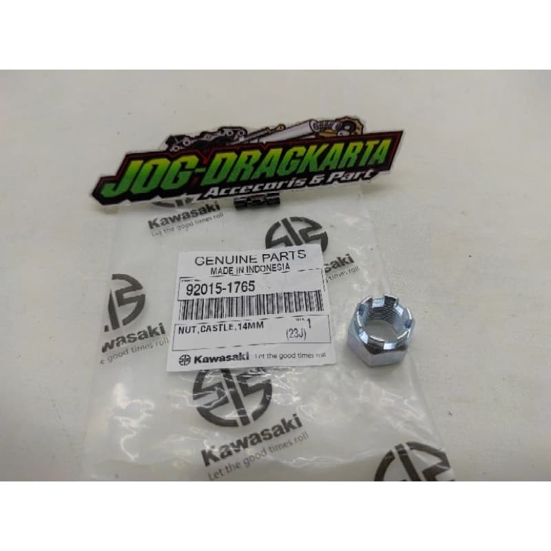 ด้านหน้าหรือล้อหลัง AXLE NUT NINJA R SS RR ใหม่ OLD ZX CBU 150 NUT CASTLE 14MM 92015-1765 ORIGINAL KAWASAKI