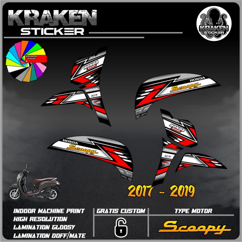 SCOOPY STRIPING STICKER 2017 - 2019 SCOOPY STICKER 2017 - 2019 ใหม่สติกเกอร์LIS LIST HONDA SCOOPY 2017 - 2019 รหัส 09