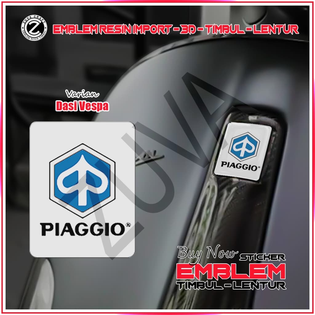 VESPA EMBLEM สติกเกอร์ PIAGGIO โลโก้สีขาวหกเหลี่ยม RAISED EMBLEM VESPA สติ๊กเกอร์ VESPA TIE VESPA FLEXIBLE RESIN Vespa LX/S/Sprint/Primavera/GTS